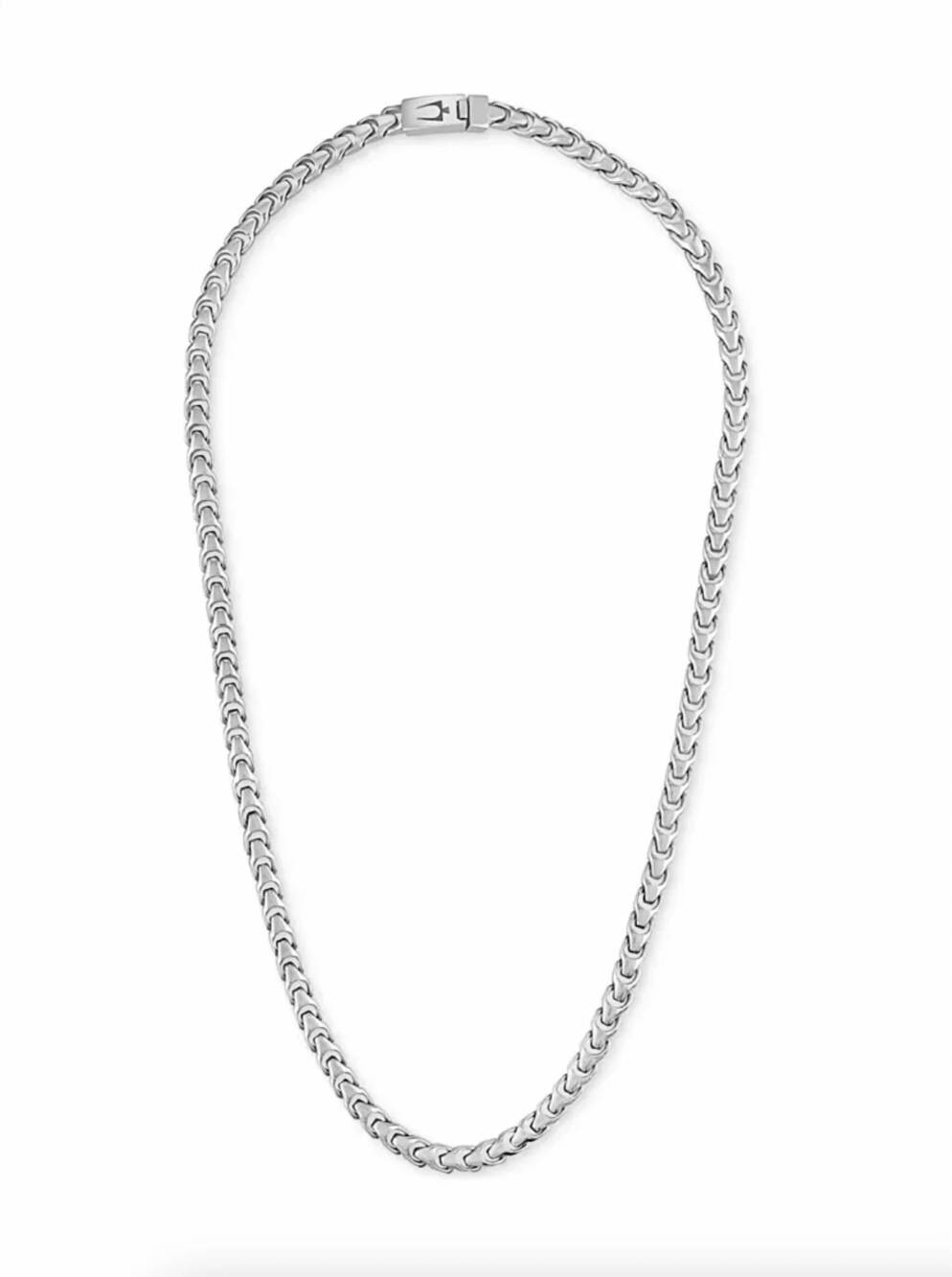 NEW BULOVA men's link chain 22" necklace in stainless steel silver-tone
